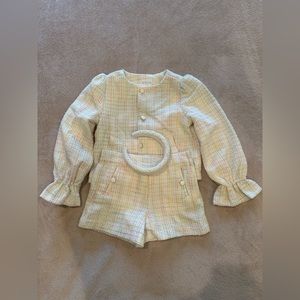 Janie and Jack Girls Tweed blazer and shorts suit size 7 and matching headband